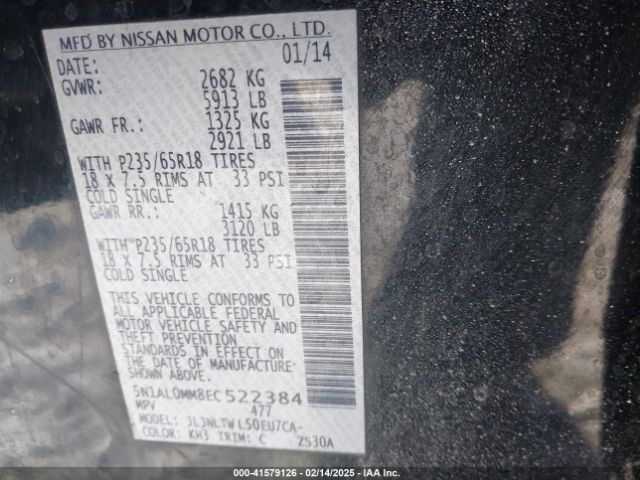 5N1AL0MM8EC522384 Infiniti QX60
