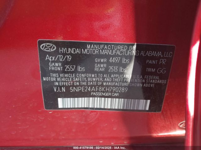 5NPE24AF8KH790289 Hyundai SONATA SE