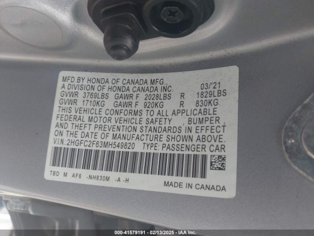 2HGFC2F63MH549820 Honda Civic Lx
