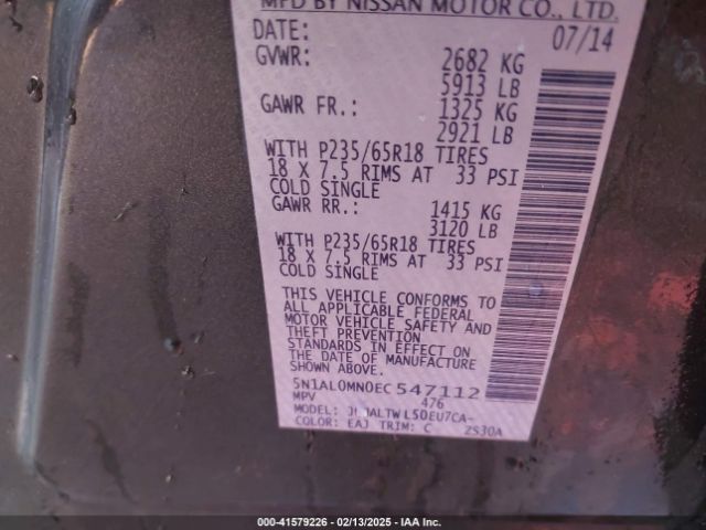 5N1AL0MN0EC547112 Infiniti QX60