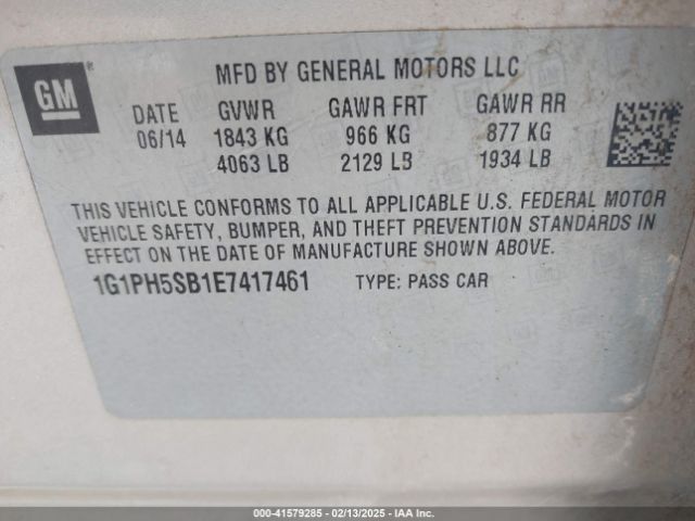 1G1PH5SB1E7417461 Chevrolet Cruze Eco Auto
