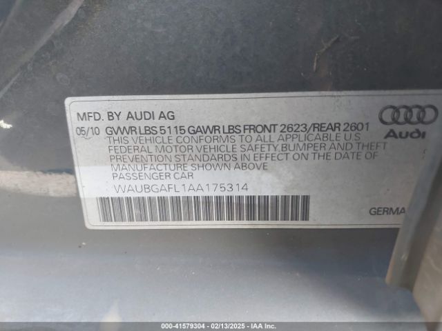 2010 AUDI S4 WAUBGAFL1AA175314 Photo 8