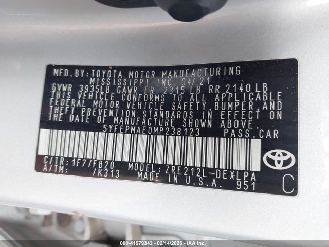 Toyota COROLLA LE 2021 5YFEPMAE0MP238123 Image 9