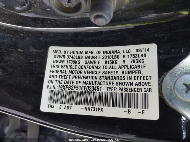 Honda Civic Lx 2014 19XFB2F51EE023451 Image 9