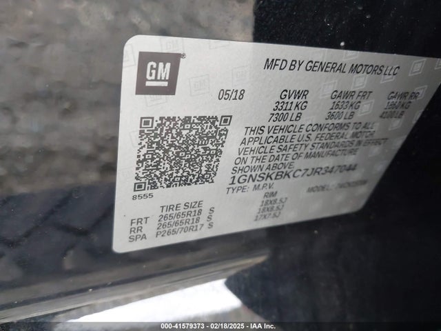 1GNSKBKC7JR347044 Chevrolet Tahoe Lt