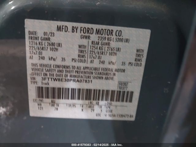 3FTTW8E30PRA07831 Ford Maverick Xlt