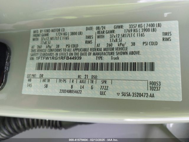 1FTFW1RG1RFB44939 Ford F-150 Raptor
