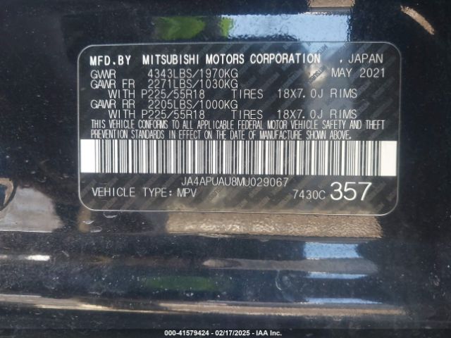 2021 MITSUBISHI OUTLANDER SPORT JA4APUAU8MU029067 Photo 8