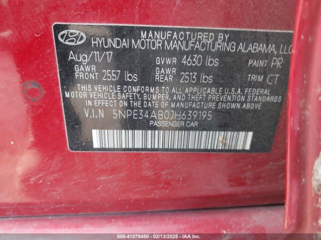 5NPE34AB0JH639195 Hyundai Sonata Sport 2.0t