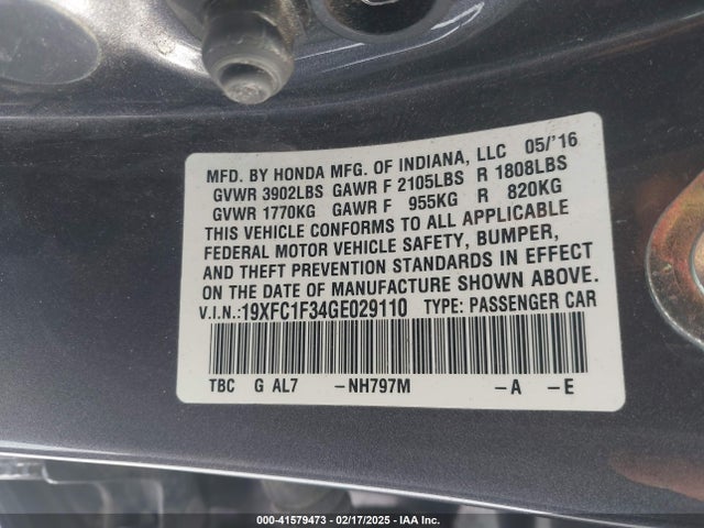 Honda Civic Ex-t 2016 19XFC1F34GE029110 Image 9