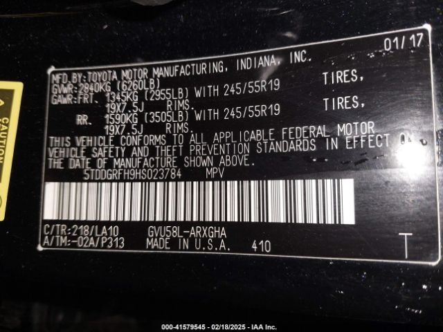 5TDDGRFH9HS023784 Toyota Highlander Hybrid Limited Platinum