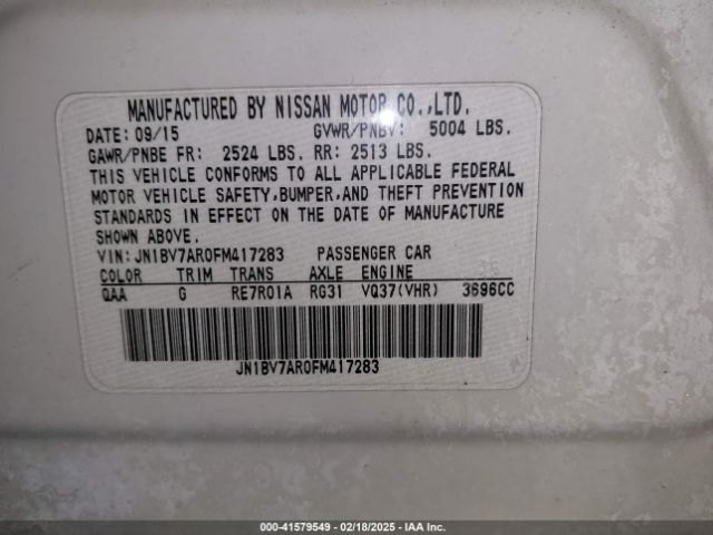 JN1BV7AR0FM417283 Infiniti Q50 Premium