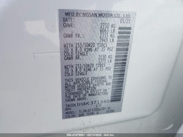 5N1DL1FS8PC371340 Infiniti Qx60 Luxe Awd