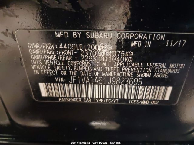 JF1VA1A61J9823695 Subaru WRX