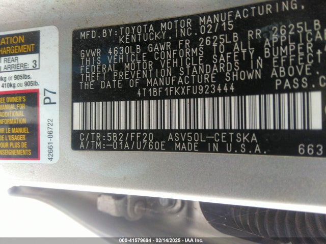 Toyota CAMRY SE 2015 4T1BF1FKXFU923444 Image 9