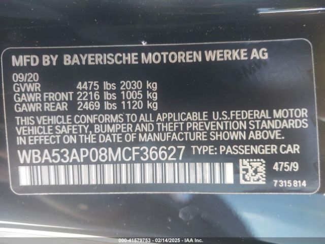 WBA53AP08MCF36627 BMW 430I