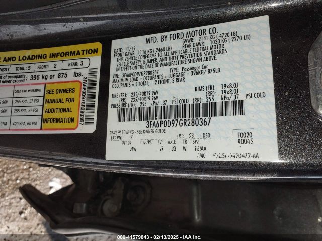 3FA6P0D97GR280367 Ford Fusion Titanium