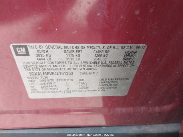 3GKALMEV5JL161363 GMC Terrain Sle