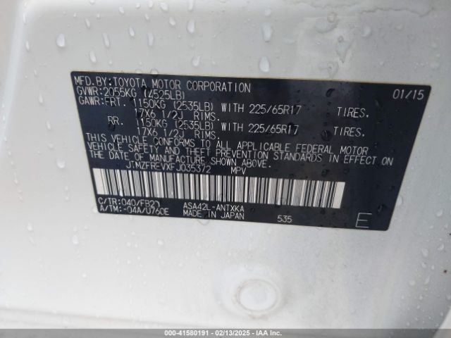 JTMZFREVXFJ035372 Toyota RAV4 LE