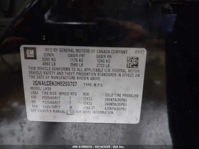 Chevrolet EQUINOX LT 2017 2GNALCEK0H6293707 Image 9