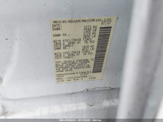 1N6AA1EKXHN558631 Nissan TITAN S