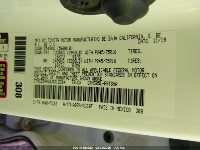 3TMCZ5AN2LM312364 Toyota Tacoma Sr5 V6