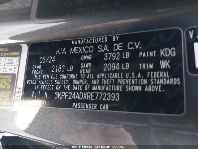 3KPF24ADXRE772393 KIA Forte Lxs