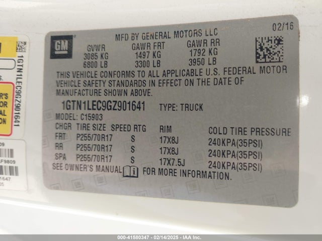 1GTN1LEC9GZ901641 GMC l83 - sidi, vvt, afm, e85 max, aluminum