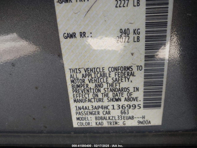 Nissan Altima 2.5 Sv 2017 1N4AL3AP4HC136995 Image 9