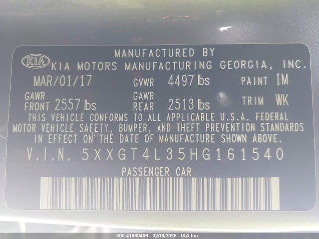 5XXGT4L35HG161540 KIA Optima Lx