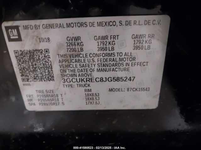 3GCUKREC8JG585247 Chevrolet Silverado 1500 1lt