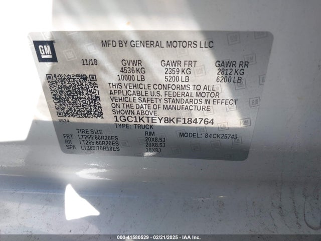 1GC1KTEY8KF184764 Chevrolet Silverado 2500hd Ltz