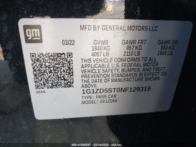 2022 CHEVROLET MALIBU 1G1ZD5ST0NF129319 Photo 8