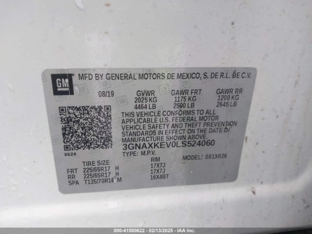 3GNAXKEV0LS524060 Chevrolet lyx - direct injection, vvt, fgt, turbo, alum, gen1