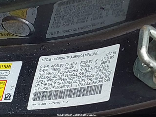 1HGCV1F10KA077065 Honda ACCORD LX