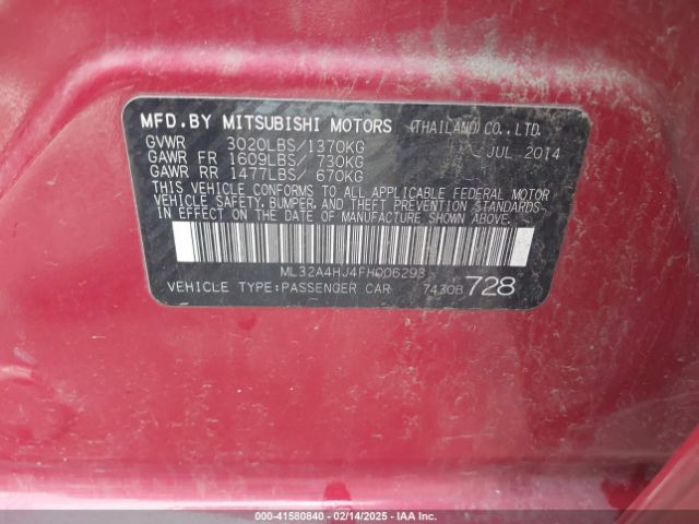 ML32A4HJ4FH006293 Mitsubishi Mirage Es/rf