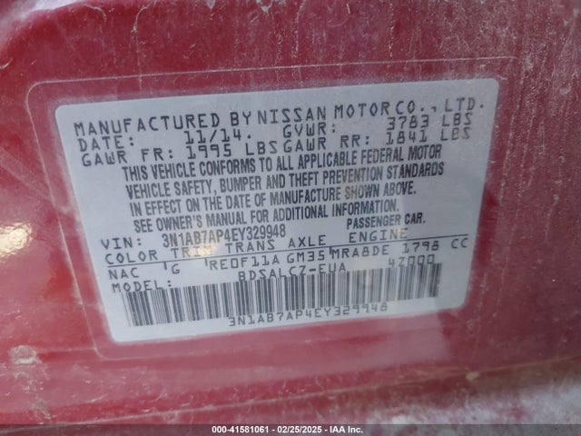 3N1AB7AP4EY329948 Nissan SENTRA S