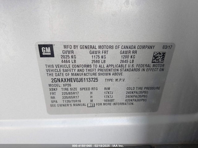 Chevrolet EQUINOX LS 2018 2GNAXHEV0J6113725 Image 9