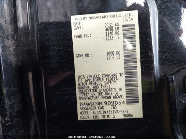 Nissan Maxima 3.5 Sv 2014 1N4AA5AP0EC909054 Image 9