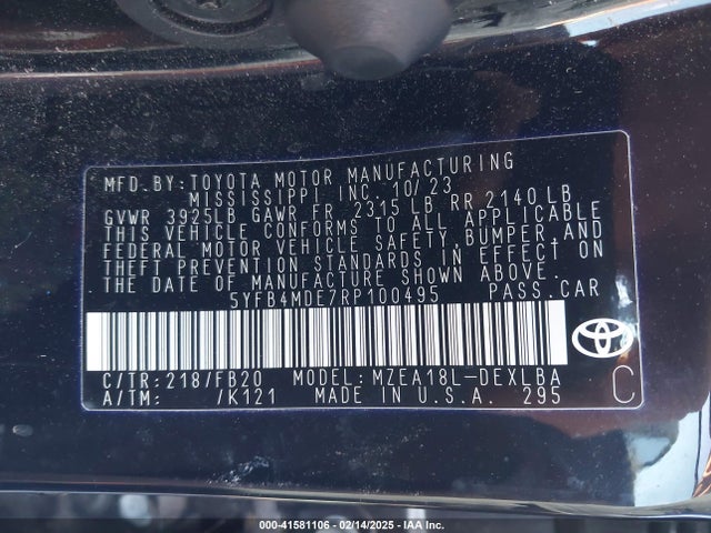 5YFB4MDE7RP100495 Toyota COROLLA LE