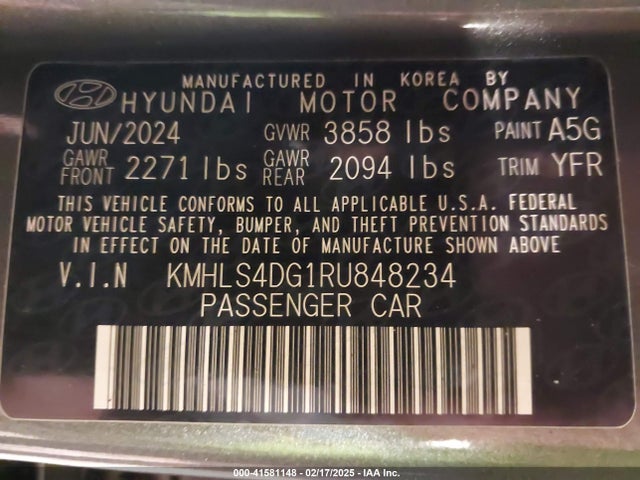 KMHLS4DG1RU848234 Hyundai ELANTRA SEL