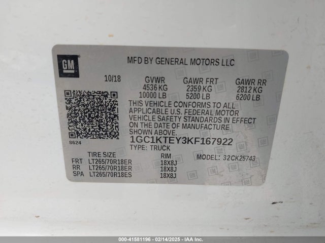 Chevrolet Silverado 2500hd Ltz 2019 1GC1KTEY3KF167922 Image 9