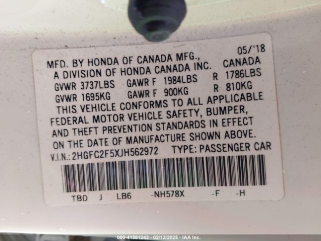 2HGFC2F5XJH562972 Honda Civic Lx