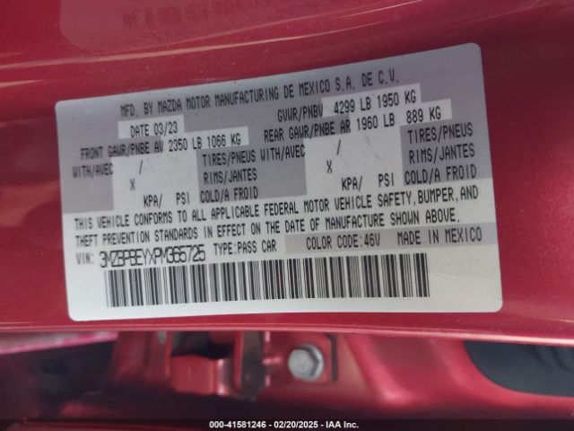 3MZBPBEYXPM365725 Mazda Mazda3 2.5 Turbo Premium Plus