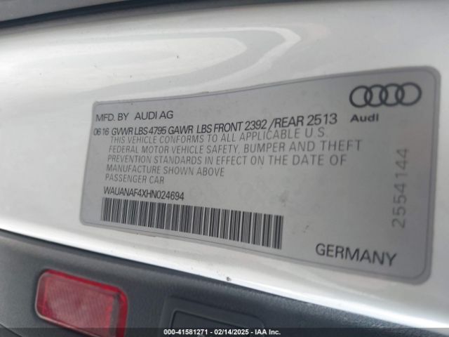2017 AUDI A4 WAUANAF4XHN024694 Photo 8