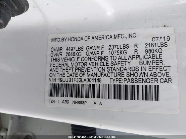 19UUB1F32LA004148 Acura Tlx Standard