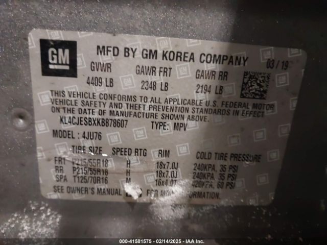 KL4CJESBXKB878607 Buick Encore Awd Preferred