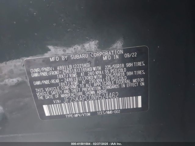 2022 SUBARU FORESTER JF2SKAPC0NH524462 Photo 8