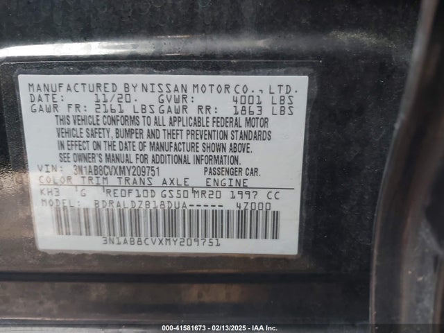 3N1AB8CVXMY209751 Nissan Sentra Sv Xtronic Cvt