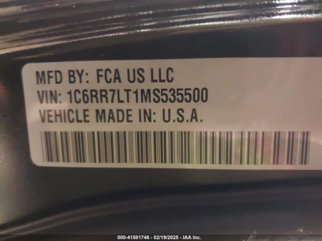 1C6RR7LT1MS535500 RAM 1500 Classic Warlock  4x4 5'7 Box